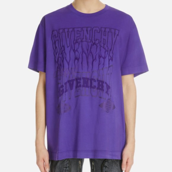 GIVENCHY OVERSIZED EMBROIDERED LOGO GRAPHIC TEE in PURPLE sz M